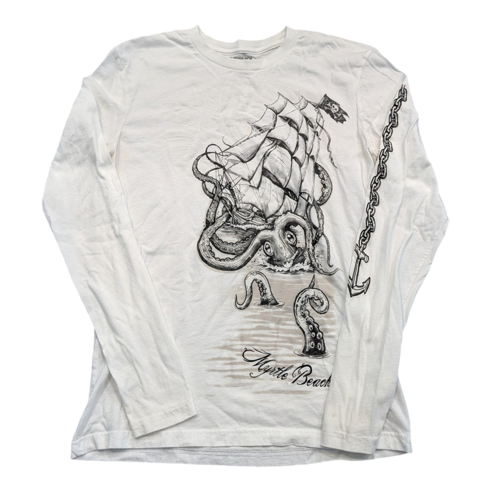 Y2K Del Sol Myrtle Beach Pirate Ship and Octopus Longsleeve T shirt